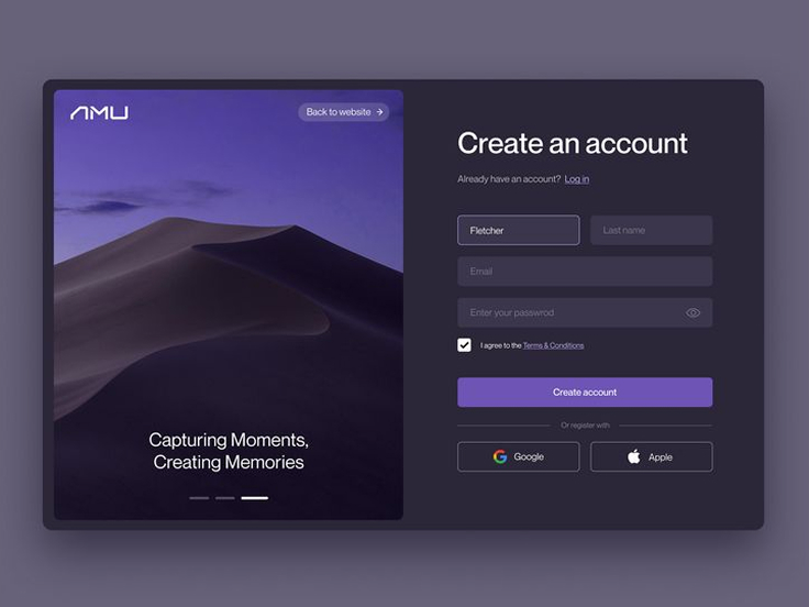 Login & Sign up - Dark Mode _ UI_UX Design